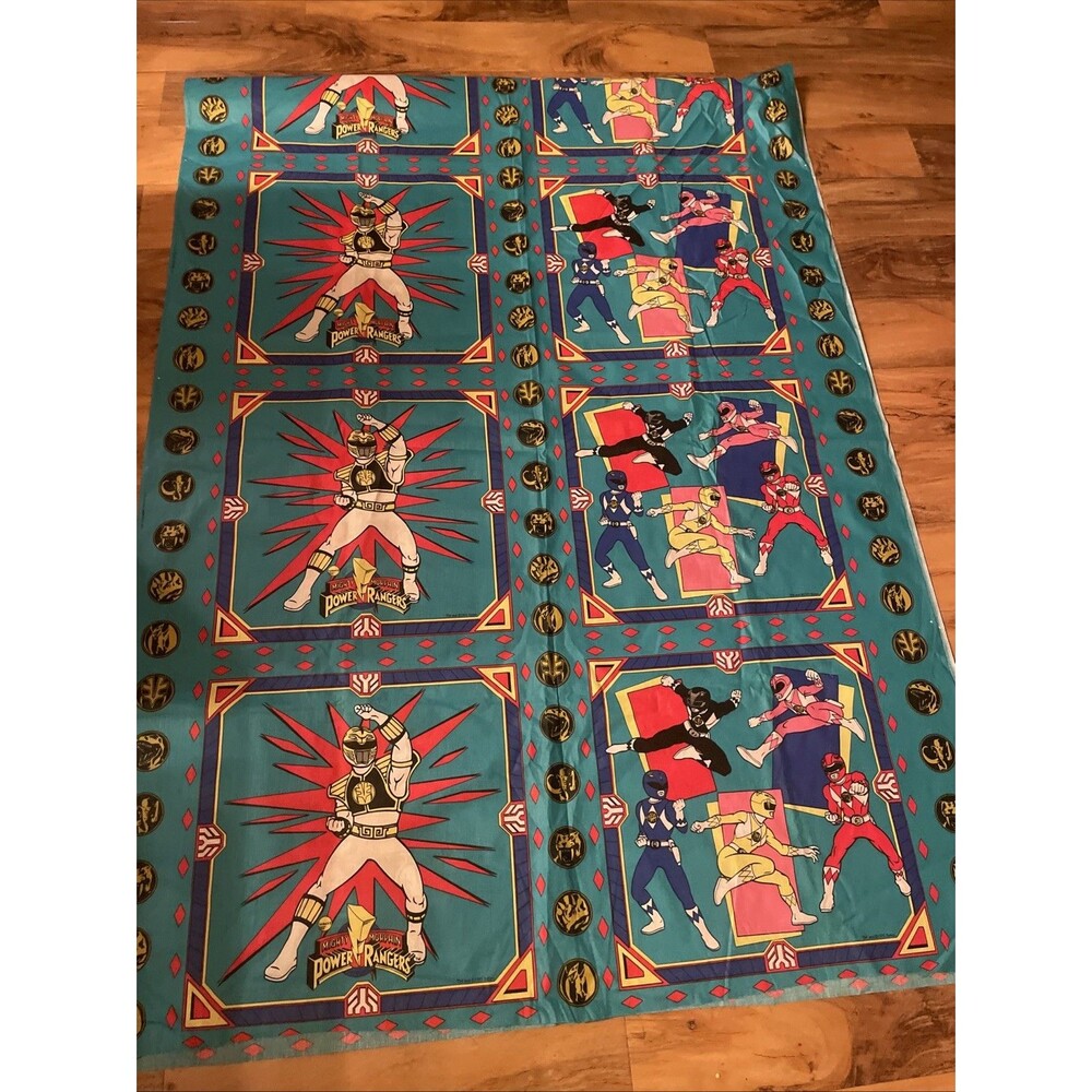 NEW 1990s Old Vintage Power Rangers Characters Fabric 1995 Saban 44x124”